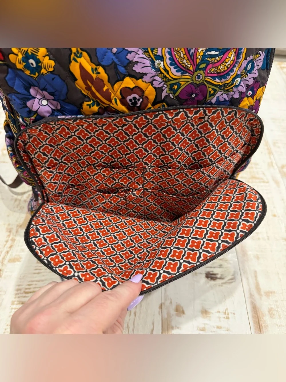 Vera Bradley Bancroft Quilted Floral Backpack - Colorful Bouquet Laptop Bag